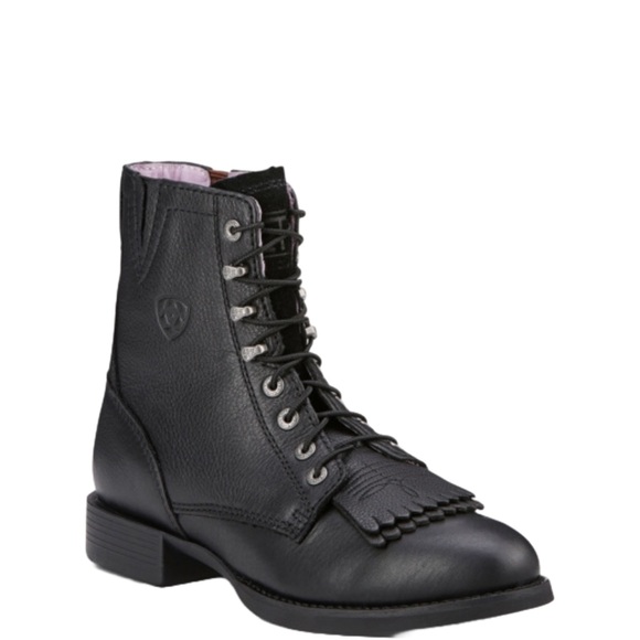 Ariat Shoes - Ariat Women's Heritage Lacer II Black Deertan Boots Size 6